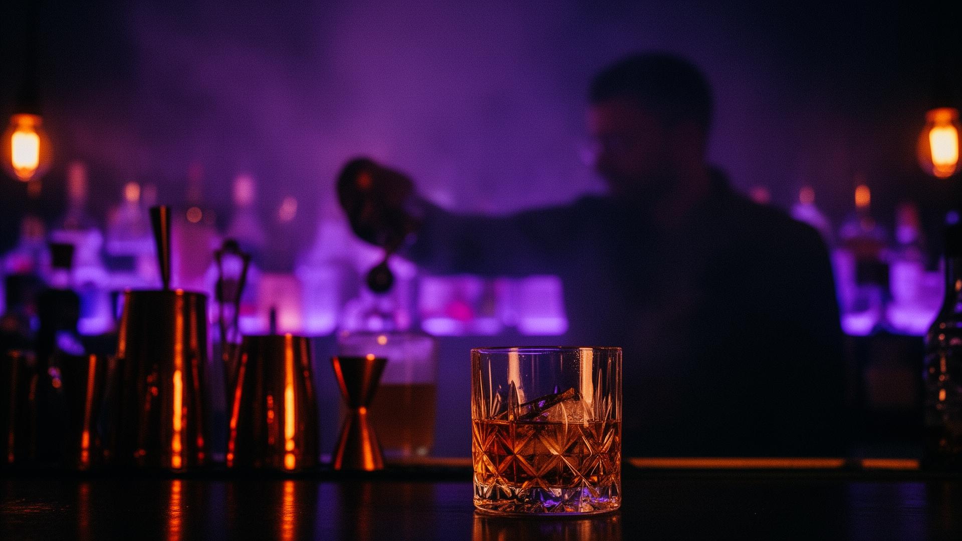 A bar at night